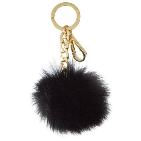 michael kors large fur pom pom key charm black